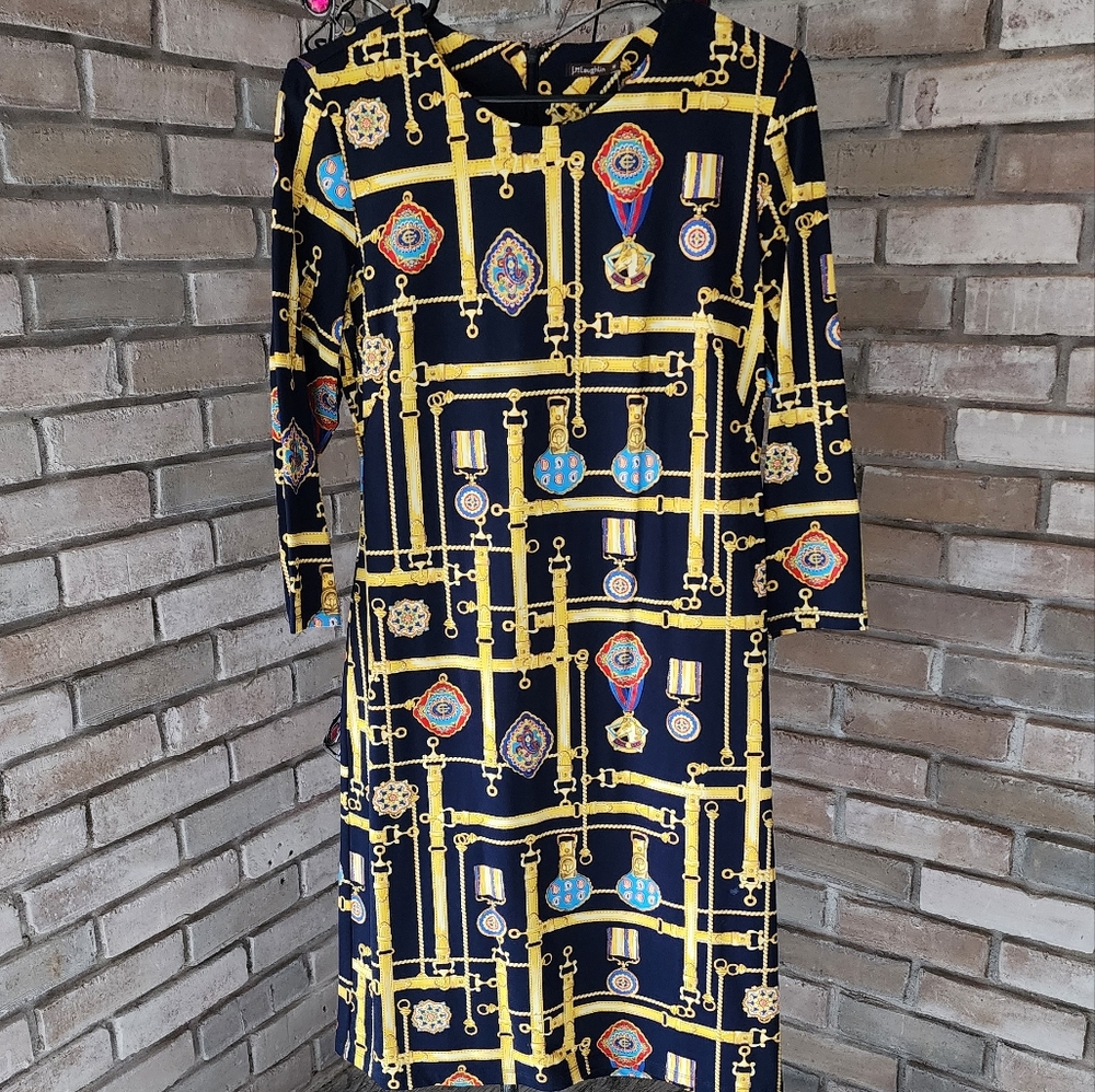 Elegant Navy and Gold Women's Dress